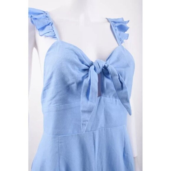 ZARA Women's Linen Blend Jumpsuit with Ruffle Trim - Size S - Picture 5 of 11